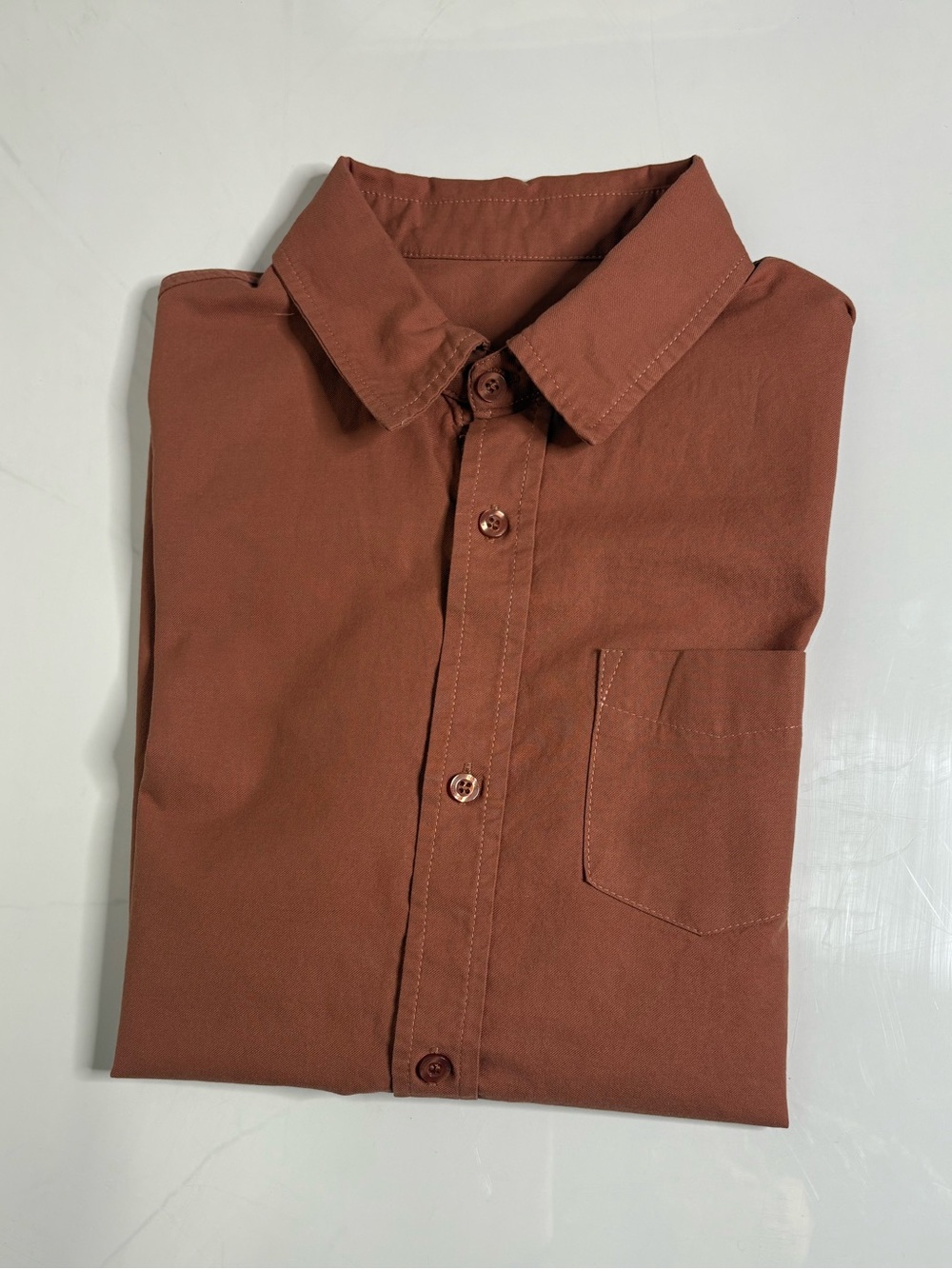 Men's Short Sleeve Button-Up Shirt in Rust